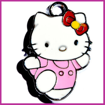 Metaal bedel Hello Kitty roze AZ