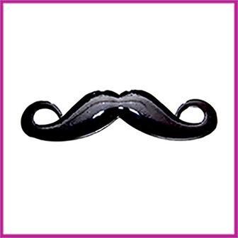 Metaal bedel Moustache snor 43x12mm zwart
