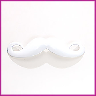 Metaal bedel Moustache snor 43x12mm wit