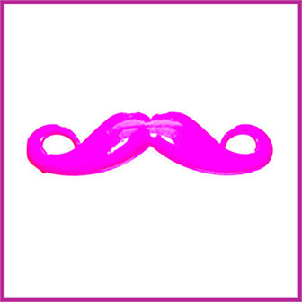 Metaal bedel Moustache snor 43x12mm fel roze