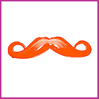 Metaal bedel Moustache snor 43x12mm fel oranje