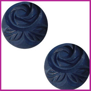 Polaris cabuchon 20mm carved rose matt Denim blue
