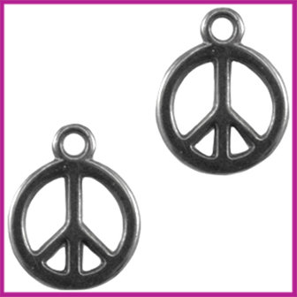 DQ metaal bedel Peace 12mm Zilver Antraciet