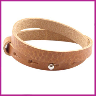 LC armband leer 10mm dubbel Cognac bruin