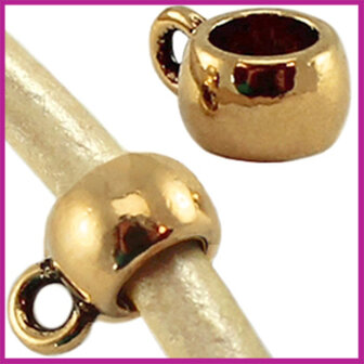 Metaal kraal met oog ca.9x6mm voor 3mm leer Goud