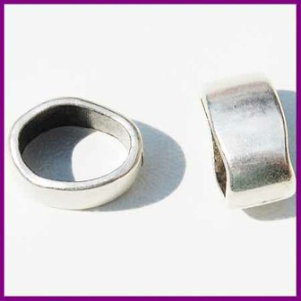 DQ metaal schuiver ring 10x15mm AZ antiek zilver