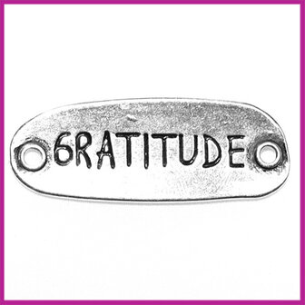 Metal verdeler ovaal  &quot;Gratitude&quot; antiek zilver