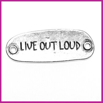 Metal verdeler ovaal  &quot;Live out loud&quot; antiek zilver
