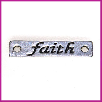 Metal verdeler plaatje &quot;Faith&quot; antiek zilver