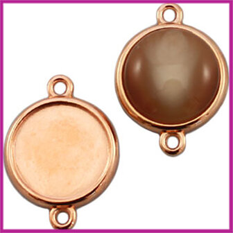 DQ metaal setting 2 ogen voor 20mm cabochon Rosegold