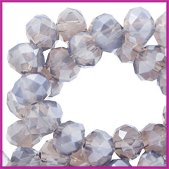 Glaskraal top facet disc 4x3mm Blue shade topaz opal pearl diamond