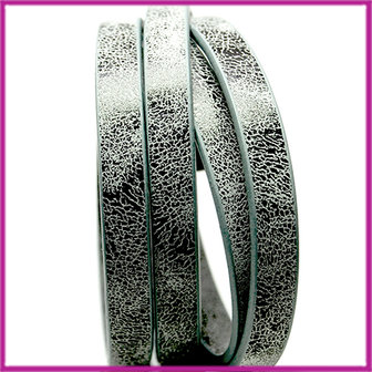 Imitatie leer plat metallic 10mm Antraciet, ca. 19,5cm