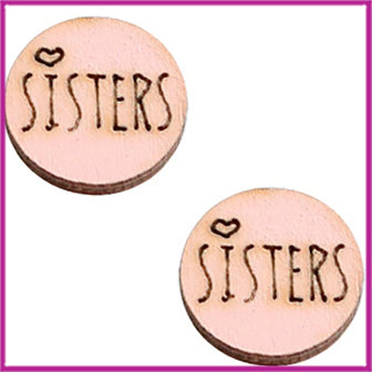 Houten basic cabochon plaksteen acryl &Oslash;12mm Sisters pink