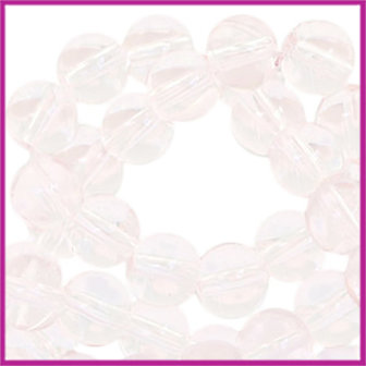 Glaskralen rond 6mm Transparant light pink