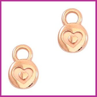 DQ metaal bedel rond 6mm heart Rosegold