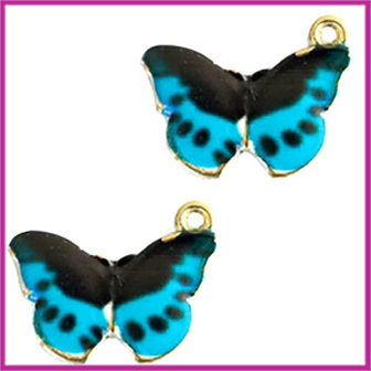 BQ metalen bedel vlinder black blue goud