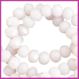 Glaskraal top facet disc 6x4mm Pink lavender opal-pearl high shine coating