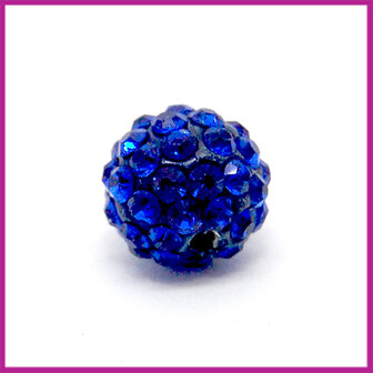 Strass kraal polymeerklei rond 10mm Donker blauw