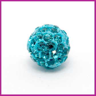 Strass kraal polymeerklei rond 10mm Aquamarine