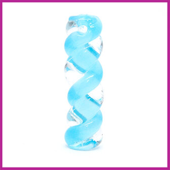 Glashanger langwerpige twist transparant - aqua blauw