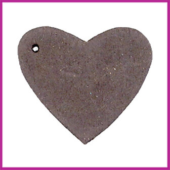 DQ leer hanger hart ca. 4x4,5cm Dark vintage brown