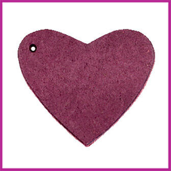 DQ leer hanger hart ca. 4x4,5cm Light aubergine red