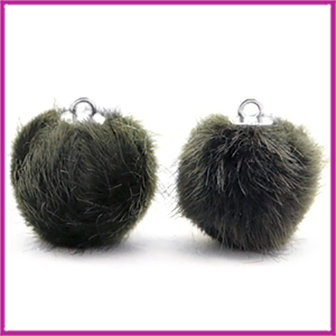 Pompom bedel faux fur 16mm Dark olive green