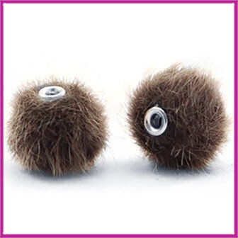 Pompom kraal faux fur 12mm Classic brown