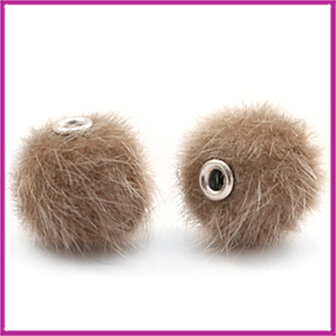 Pompom kraal faux fur 12mm Timeless taupe