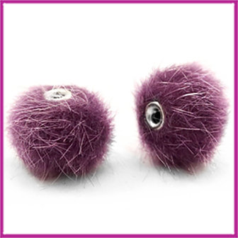 Pompom kraal faux fur 12mm Violet purple