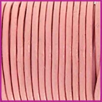 DQ leer rond 2 mm Blossom pink metallic per 50cm