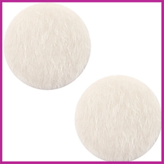 Fluffy faux fur cabochon plaksteen &Oslash;12mm creme beige