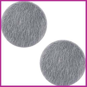 Fluffy faux fur cabochon plaksteen &Oslash;12mm graphite grey