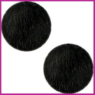 Fluffy faux fur cabochon plaksteen &Oslash;12mm black