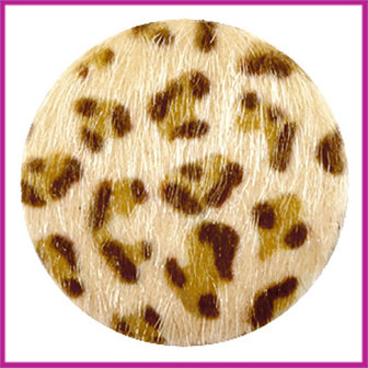 Fluffy faux fur cabochon plaksteen leopard &Oslash;35mm light brown