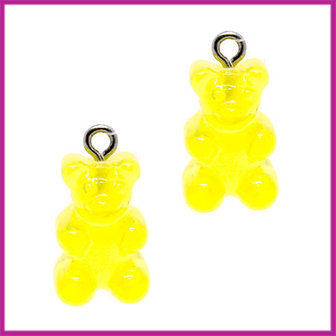 Kunststof bedel / hanger Gummiebeer transparant geel