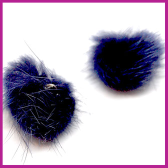 Pompom bedel met ringetje fluffy fur donker blauw