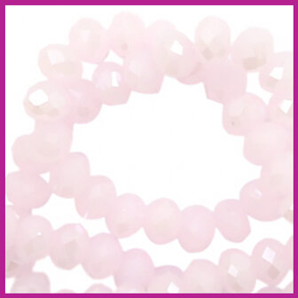 Glaskraal top facet disc 6x4mm Light pink - pearl shine coating