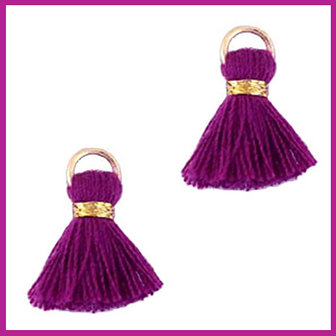 Kwastje mini Ibiza 1,5cm goud purple