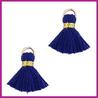 Kwastje mini Ibiza 1,5cm goud dark blue