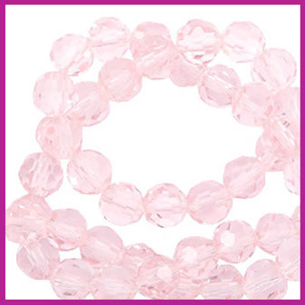 Glaskraal top facet rond 4mm cradle pink