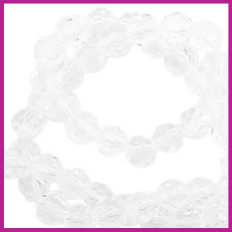 Glaskraal top facet rond 4mm crystal