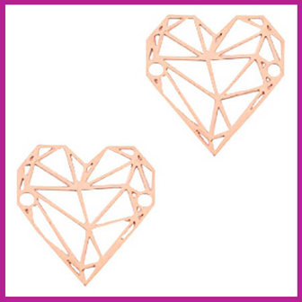 Bohemian metaal bedel / tussenstuk geometric heart rosegold