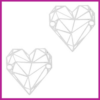 Bohemian metaal bedel / tussenstuk geometric heart zilver