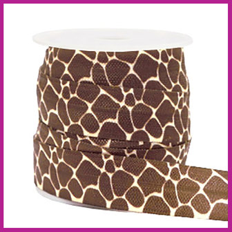 Elastisch sierlint per 25cm giraffe bruin