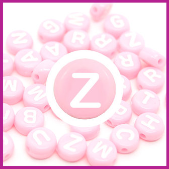 Letterkraal acryl roze/wit rond 7 mm Z
