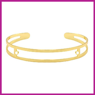 DQ metaal basis armband met twee oogjes Goud