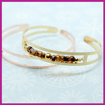 DQ metaal basis armband met twee oogjes Rosegold