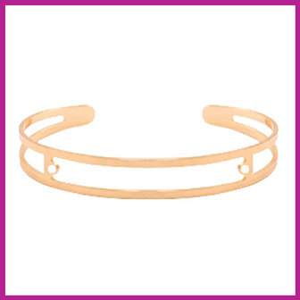 DQ metaal basis armband met twee oogjes Rosegold