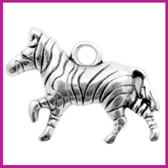 DQ metaal bedel zebra antiek zilver